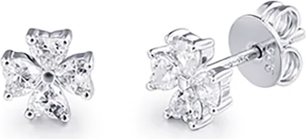 Four-petal flower stud earrings shown from the front and from the side with a butterfly back