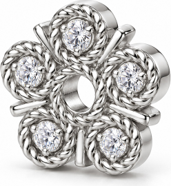 Flower motif ring with pav&eacute; set petals shown from the reverse side