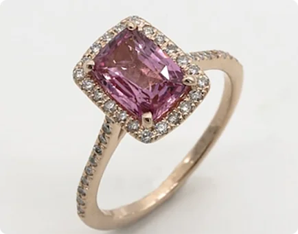 Pink gemstone stamped ring