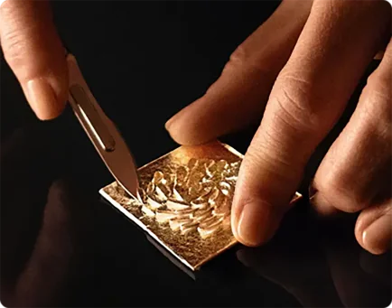 Hand engraved metal stamping plate