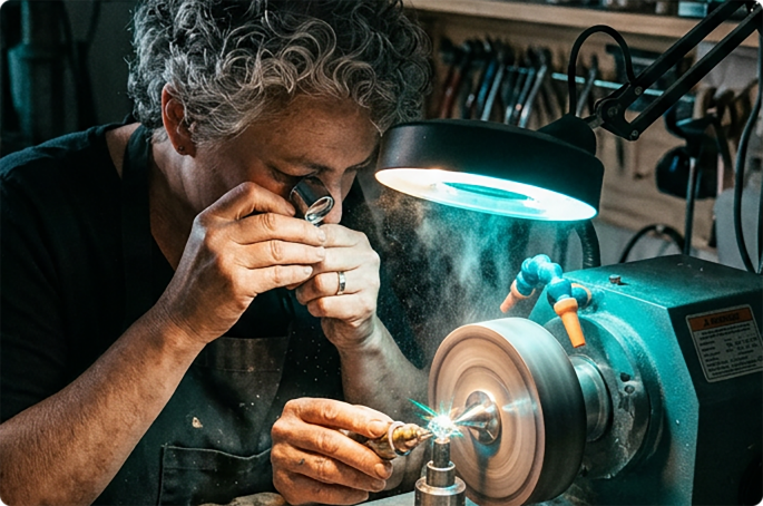 Moissanite jewelry manufacturing workshop