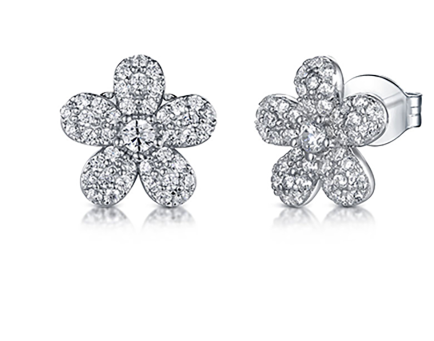 Flower CZ stud earring set