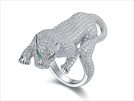 Statement panther ring fully pavé-set with brilliant cut cubic zirconia stones