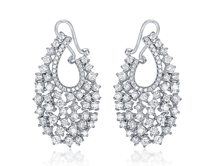 Teardrop chandelier earrings with cascading pavé cubic zirconia stones
