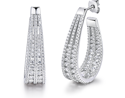 Long vertical drop earrings fully pavé-set with cubic zirconia stones