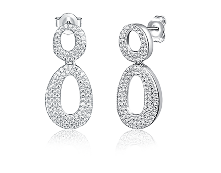 Figure eight infinity bow drop earrings set with cubic zirconia stones