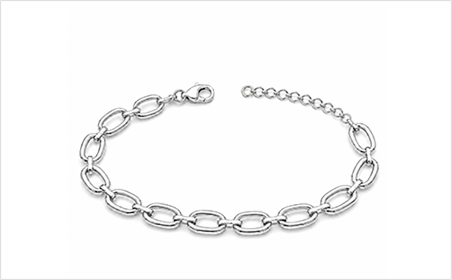 Silver chain and link bracelet with rounded curb links