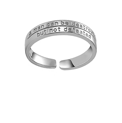Men's engraved open band ring with lettering around the face