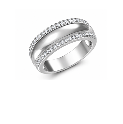 Men's double-band statement ring with pavé-set rows