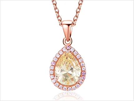 Yellow teardrop halo pendant
