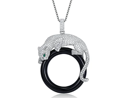 Panther circle animal pendant