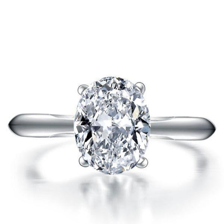 Oval cut cubic zirconia solitaire ring in sterling silver