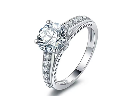 CZ solitaire ring with pave band