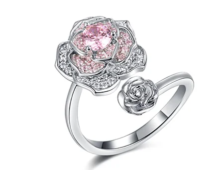 Pink tourmaline rose ring