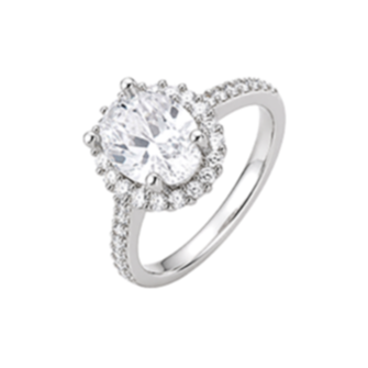 Lab grown diamond engagement ring with halo setting