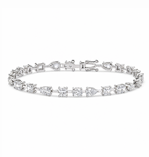 Mixed cut moissanite tennis bracelet