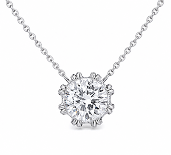 Round moissanite flower pendant necklace