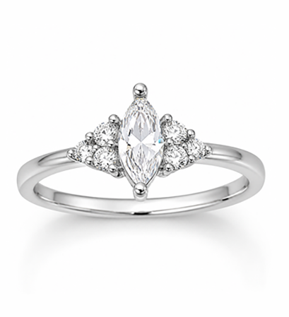 Marquise moissanite crown engagement ring