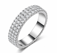 Wide pavé moissanite band