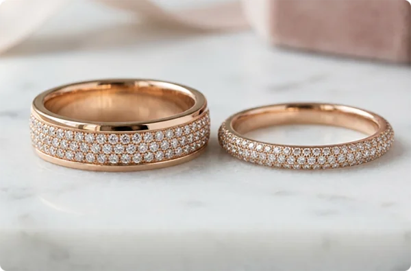 Rose gold romance wedding band