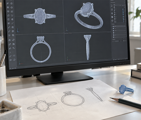 3D CAD model of a custom jewelry shape with correct structure