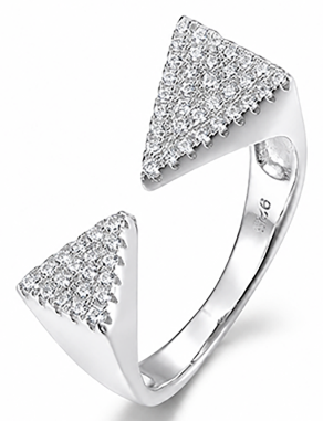 Open-shank ring with pave-set stones
