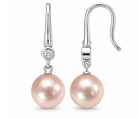 Overlap pearl pavé drop earrings with freshwater pearl and hook fittings