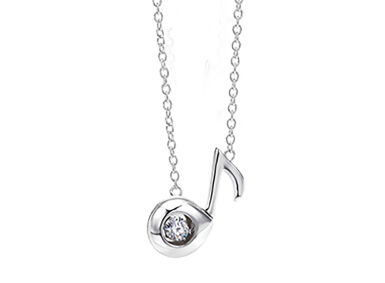 Pendant necklace with a round stone charm on a fine silver chain