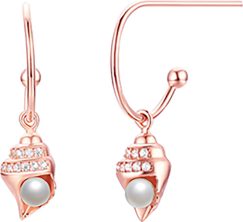 Rose gold drop earrings with pearl accents