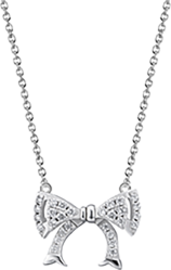 Silver bow pendant necklace with pav&eacute; set details